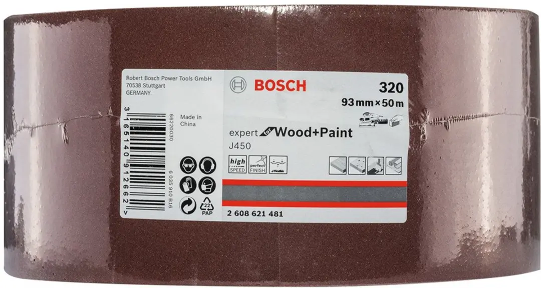 Bosch J450 Schuurrol Wood and Paint 93mm x 50m K320 - afbeelding 2 van 3