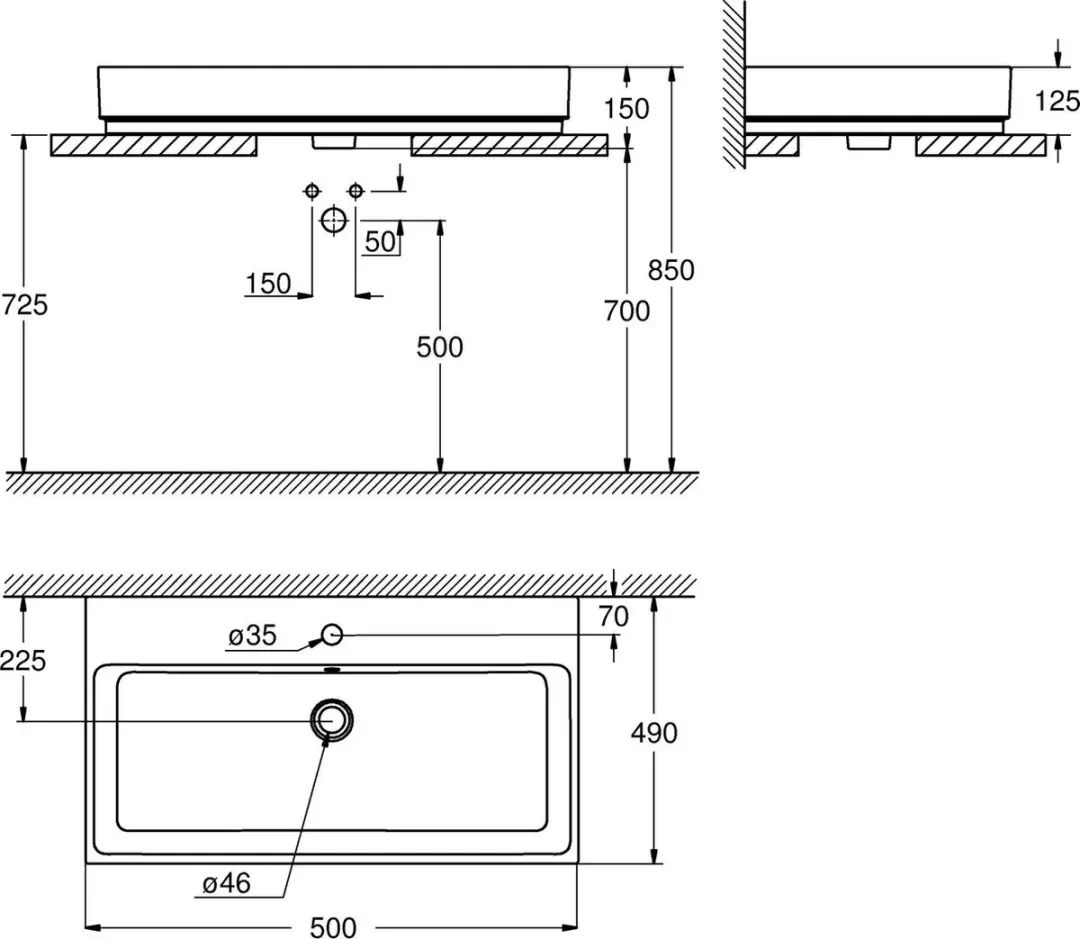 GROHE Cube Ceramic Opzetwastafel 3947800H - 50x49cm - Wit - afbeelding 2 van 4