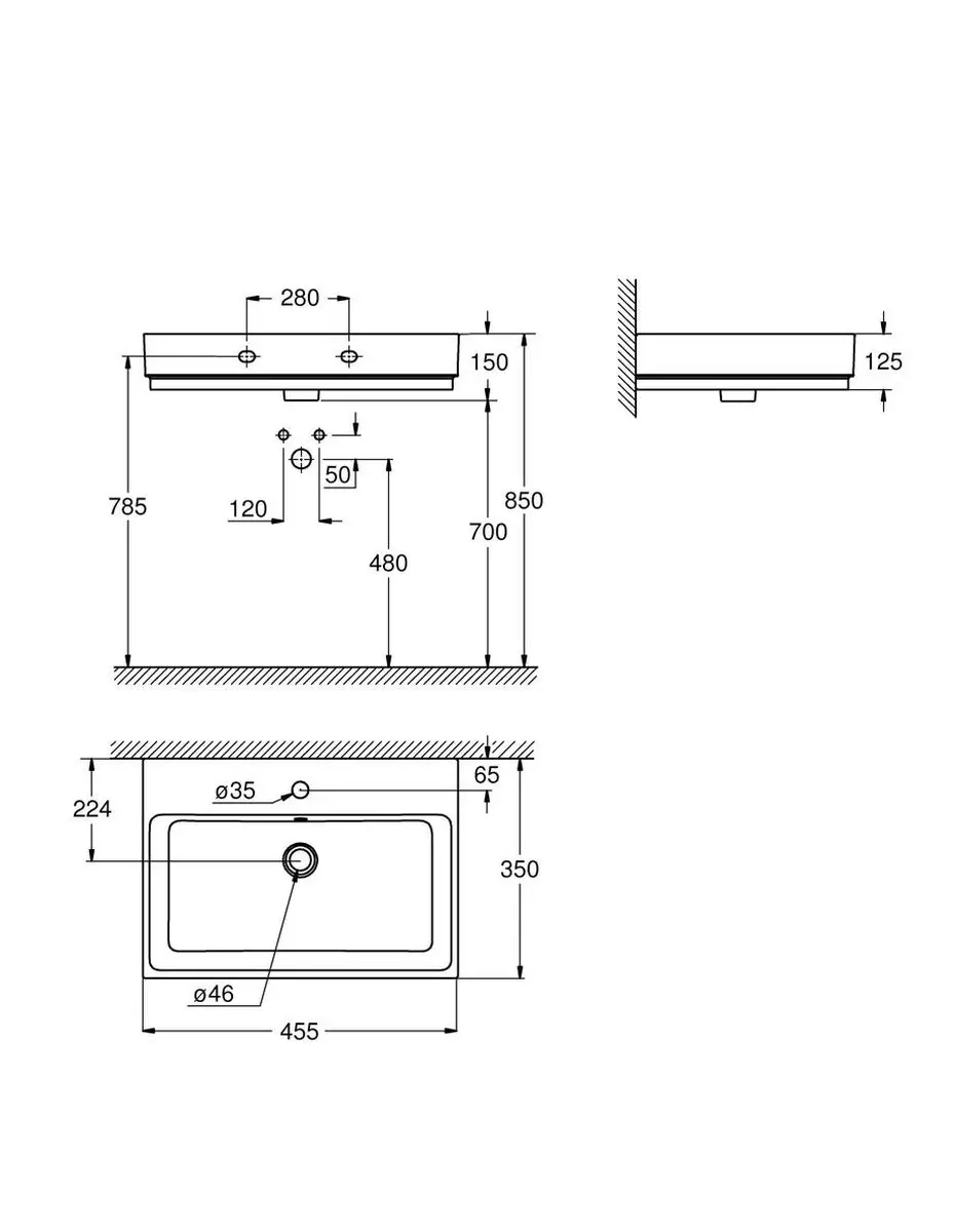 GROHE Cube Ceramic Fontein 45 - 3948300H - Wit - afbeelding 2 van 5