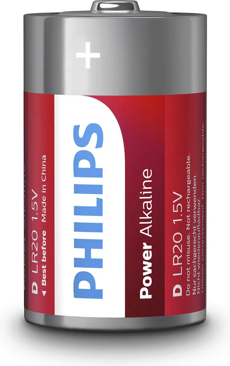 Philips Power Alkaline D Batterijen - 2 Stuks