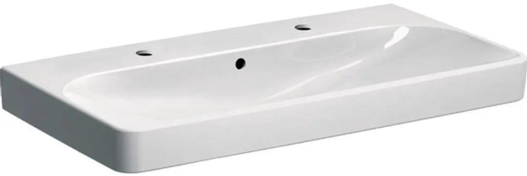 Geberit Smyle Square wastafel 2 kraangaten met overloop 90x48x16.5cm wit