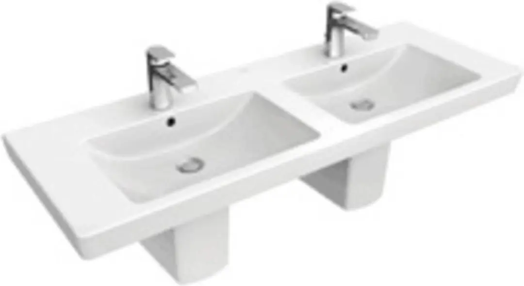 Villeroy & Boch Subway 2.0 meubelwastafel dubbel 130x47cm 2 kraangaten met overl