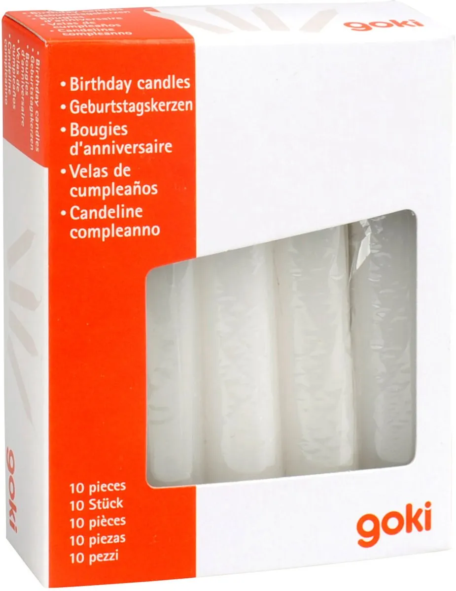 Goki Verjaardagskaarsen - 10 Stuks - Wit