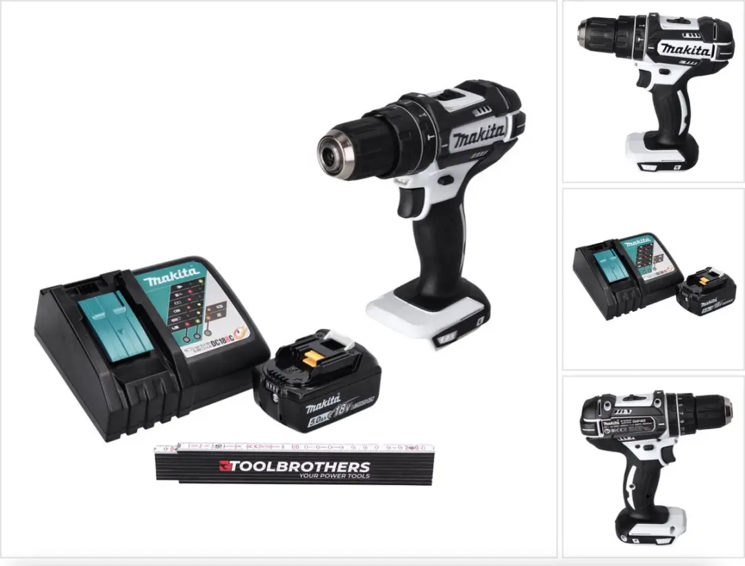 Toolbrothers telmaat + DHP 482 RT1 W accu-slagboormachine 18 V 62 Nm + 1x accu 5