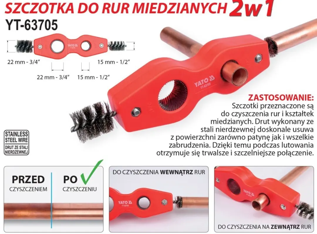 Yato YT-63705 Koperen Buisborstel 2-in-1