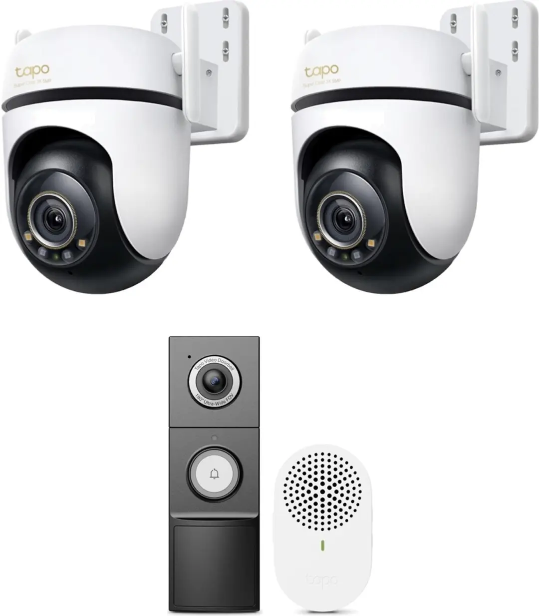 Tapo C530WS Beveiligingscamera Buiten 2-pack + D235 2K 5MP Video Deurbel