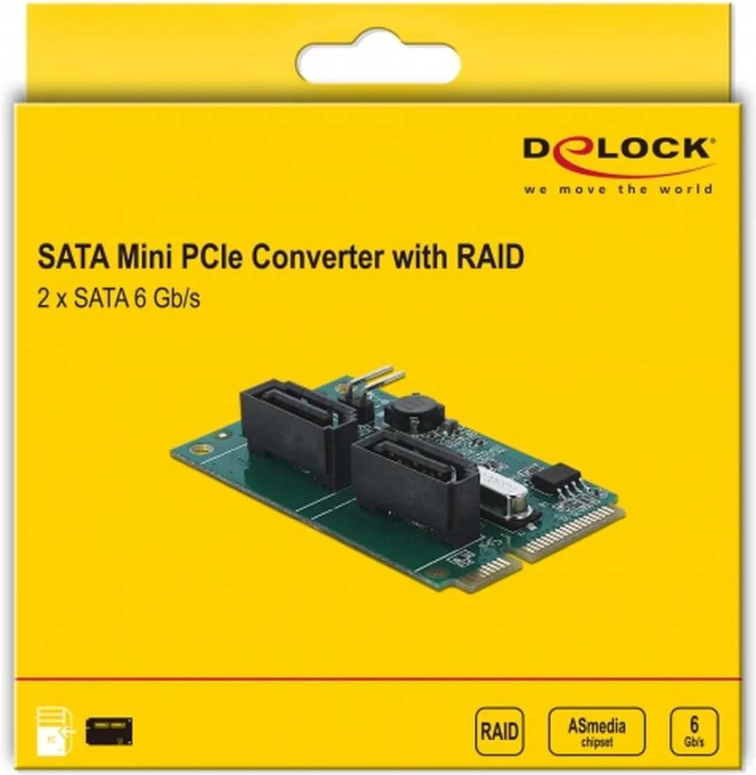 Delock Mini PCIe naar 2x SATA Converter - RAID