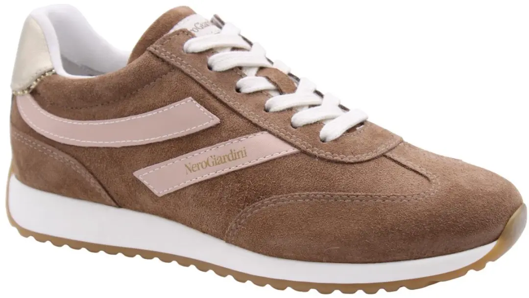 Sneaker Nerogiardini Velour Nappa Pandora Rosa Etoile Miele T.Glitter G