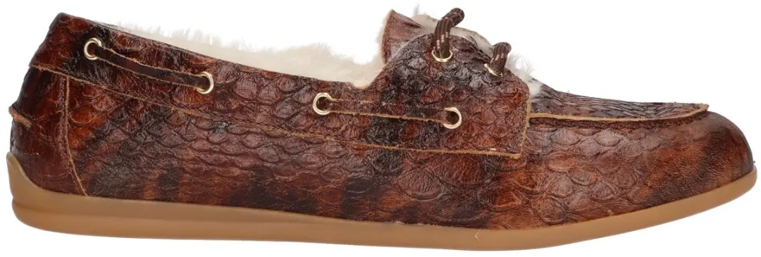 La Strada Mocassin Met Bont Bruin Snake Leer