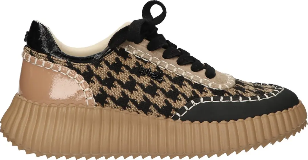 La Strada Sneaker Zwart Beige Textiel