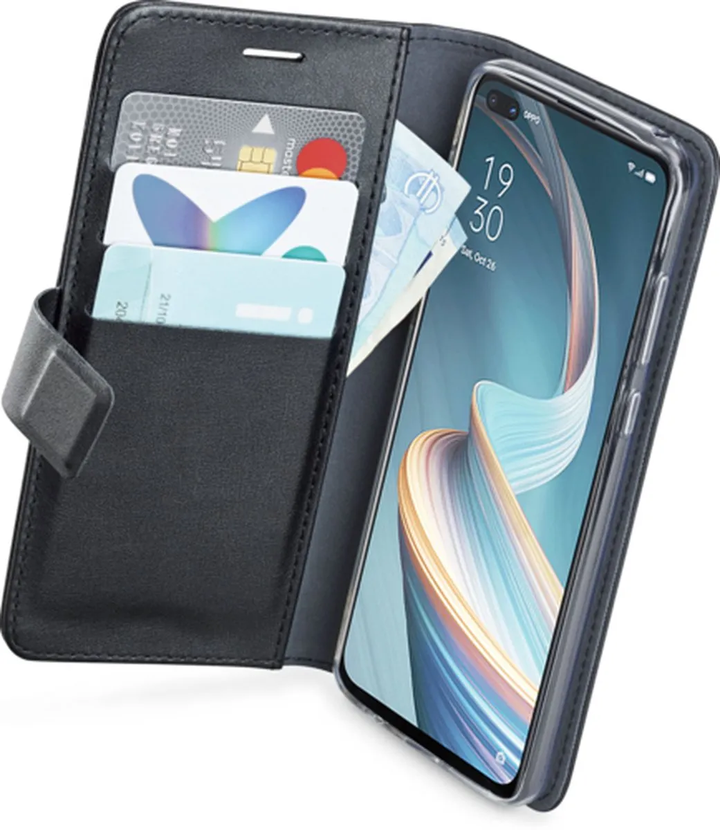 Azuri Walletcase Oppo Reno 4 Z - 3 Pasjes - Zwart - afbeelding 6 van 6