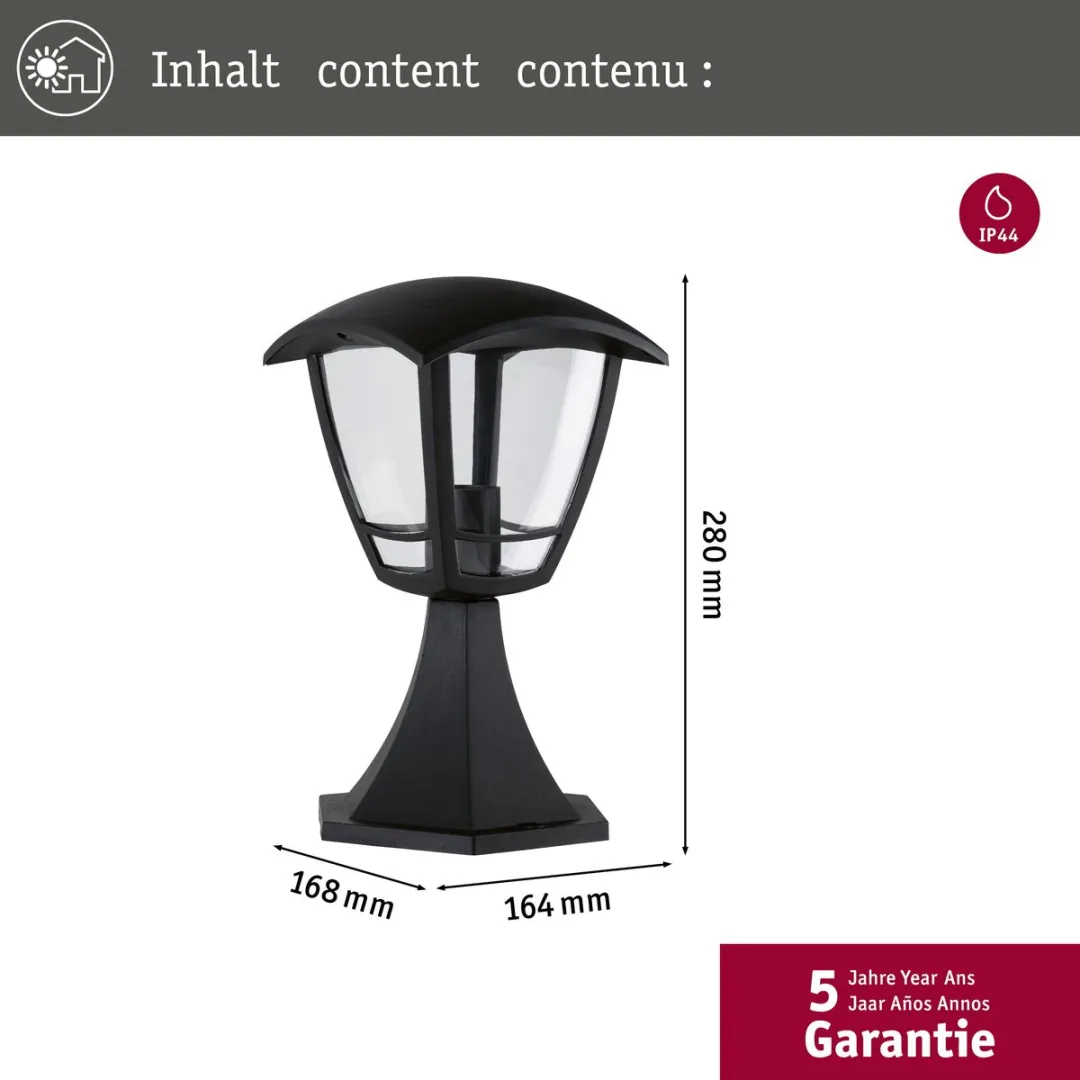 Paulmann Bolderlamp Classic Curved IP44 280mm - Zwart E27 - afbeelding 6 van 6