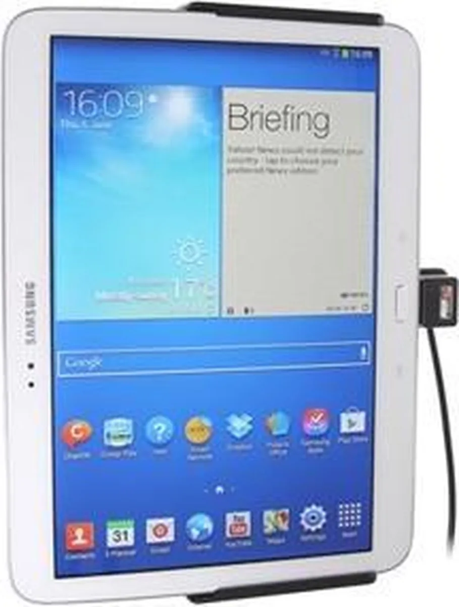 Brodit Actieve Houder Autolader Samsung Galaxy Tab 3 10.1 - Zwart