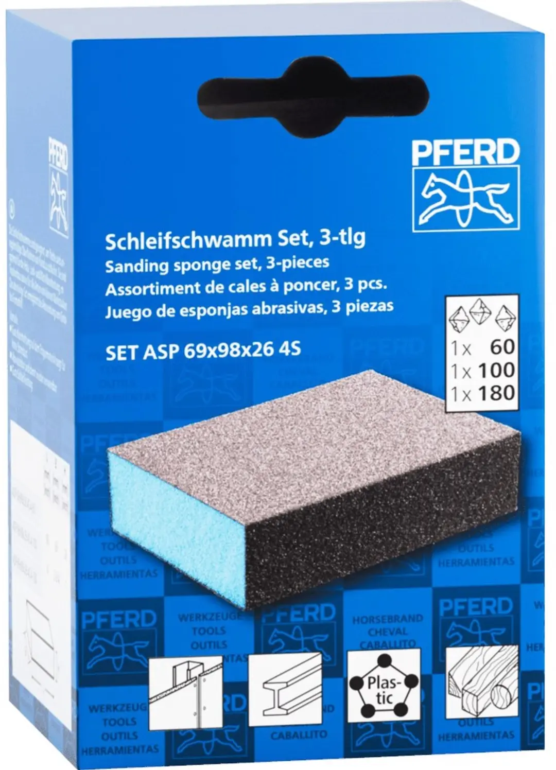 Pferd 44698010 Schuurspons Set 3 Stuks