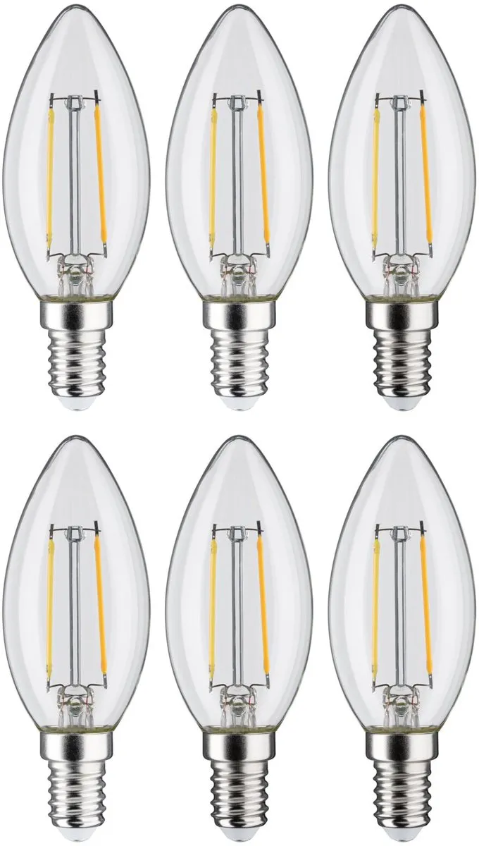 Paulmann Filament LED Kaars E14 Set - 6x2,7W 2700K Helder