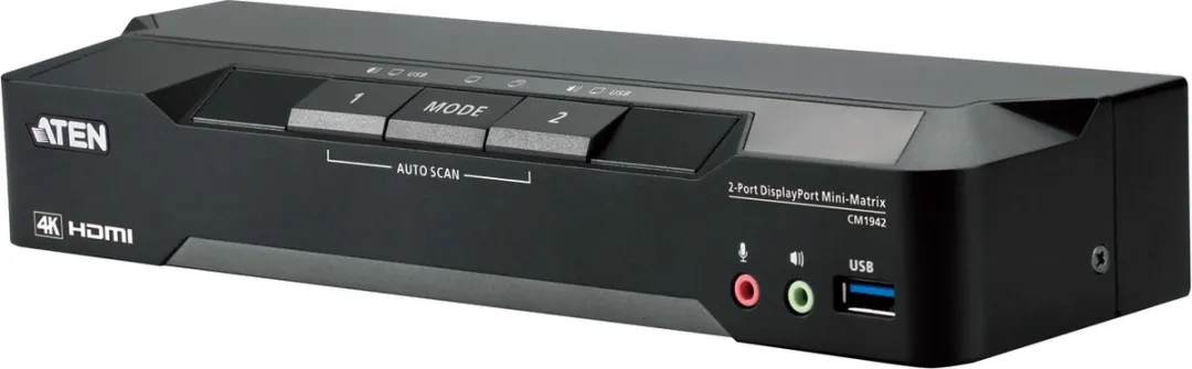 Aten CM1942 2-poorts 4K DP Dual Display Mini Matrix KVM