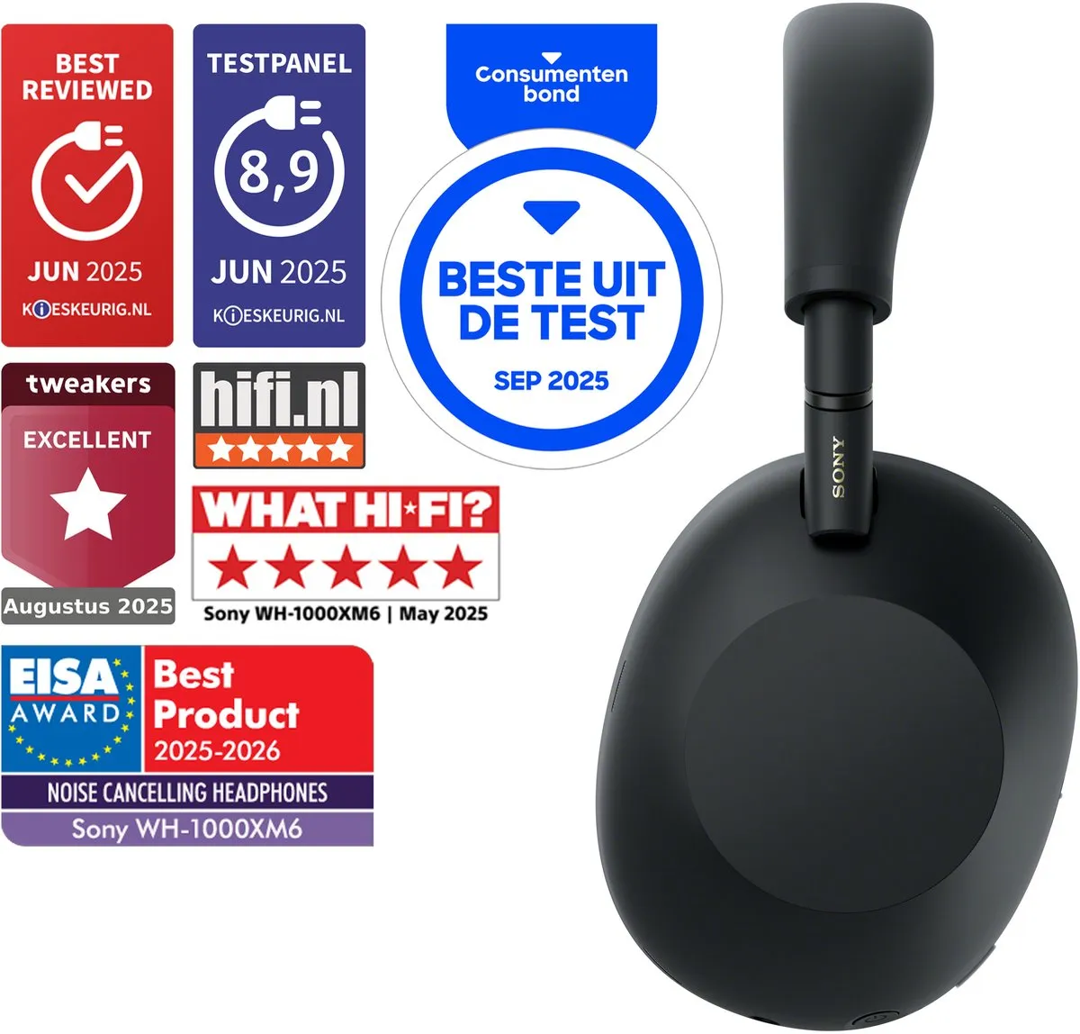 Sony WH-1000XM6 Noise Cancelling Koptelefoon - Zwart
