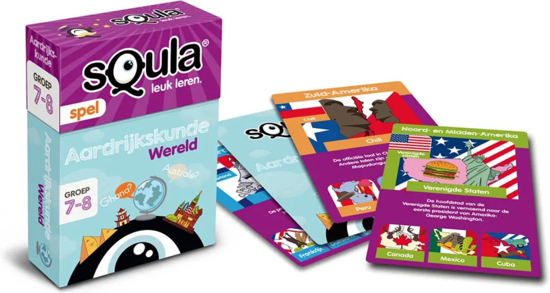 Identity Games sQula Aardrijkskunde Wereld Groep 7-8 Kaartspel - 2-4 Spelers