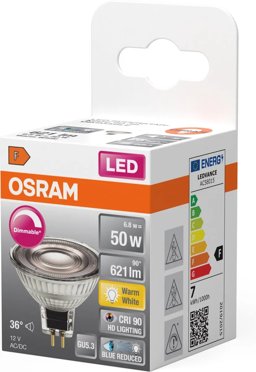 Osram LED Superstar Plus MR16 GU5.3 6.8W 621lm - 36° - 2700K
