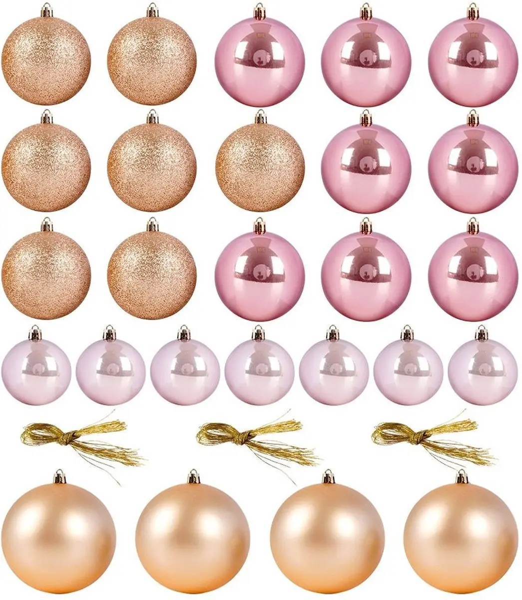 Koopman Kerstballen Onbreekbaar - Roze - 26 stuks - afbeelding 5 van 6