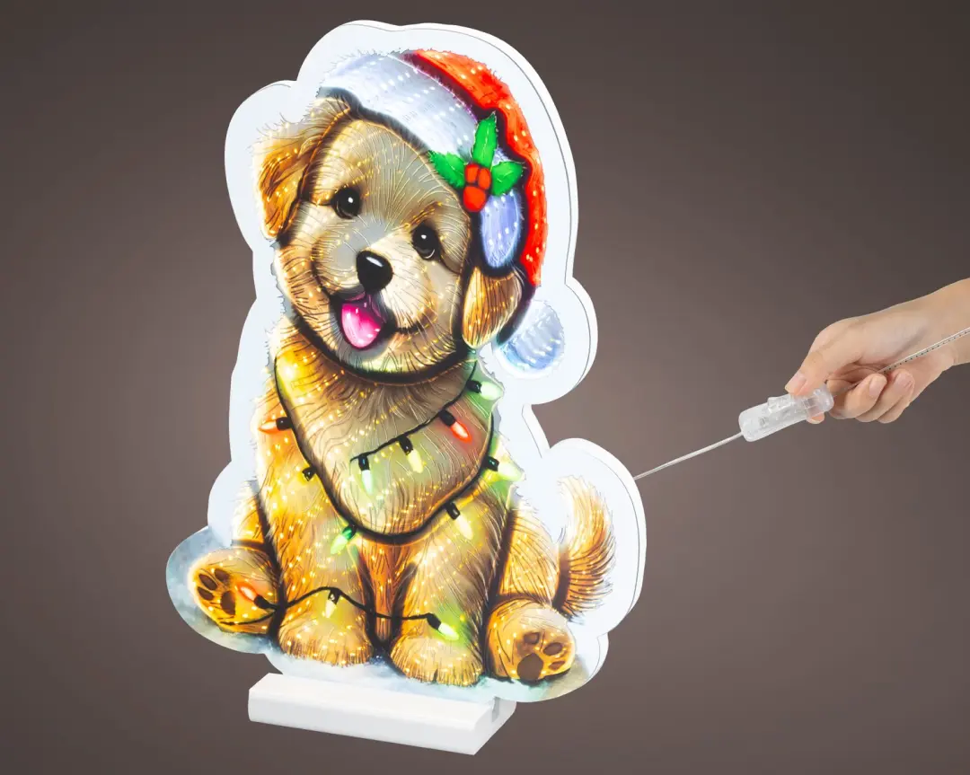 Lumineo LED Infinity Lights Kerst Puppy 36cm - 228 LED Multi - afbeelding 3 van 3