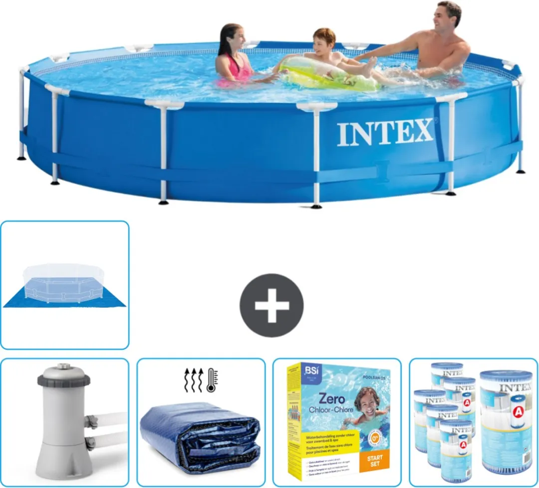 Intex 28212GN-Blauw Rond Frame Zwembad 366x76cm