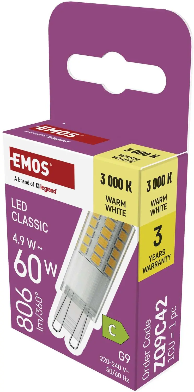 Emos LED-lamp Classic JC G9 4,9W ZQ9C42