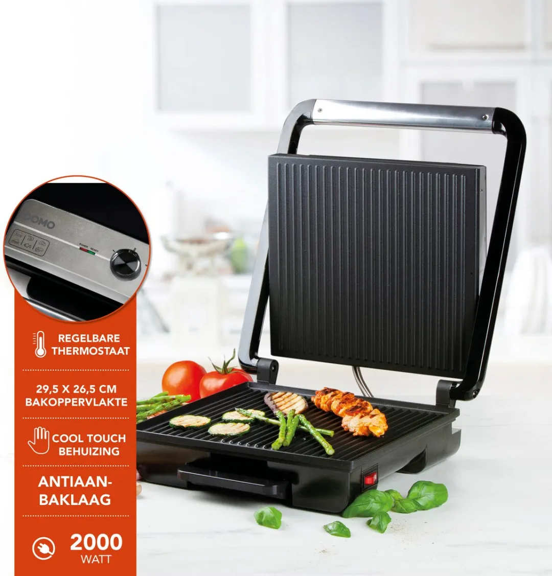 Domo DO9245G Panini Contact Grill - Zwart