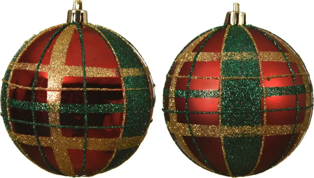 Kerstbal plc deco d8 cm kerstrood assorti ronde kerstbal Deocris