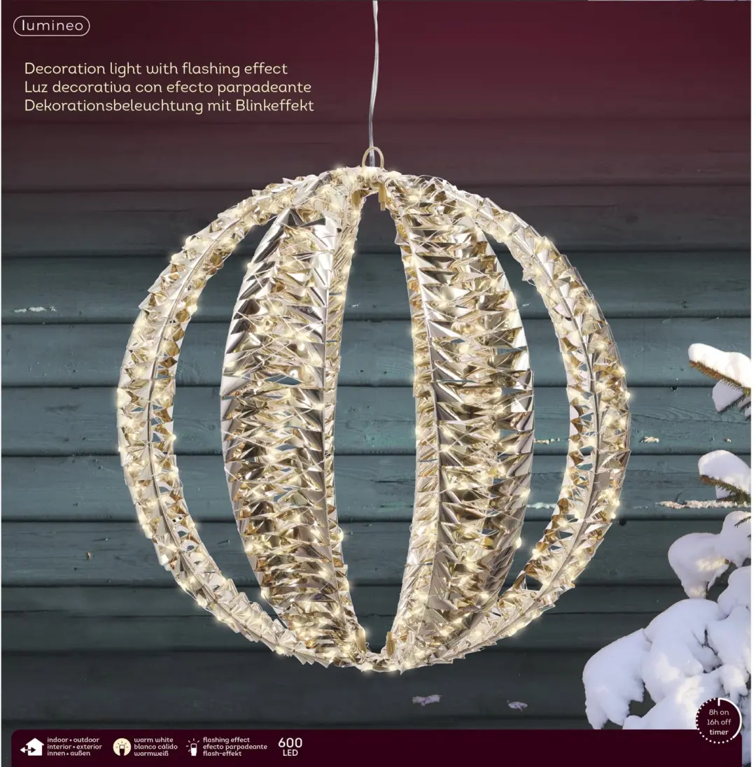 Lumineo Micro LED Bal 40cm - 600 LED Warm Wit - afbeelding 3 van 3