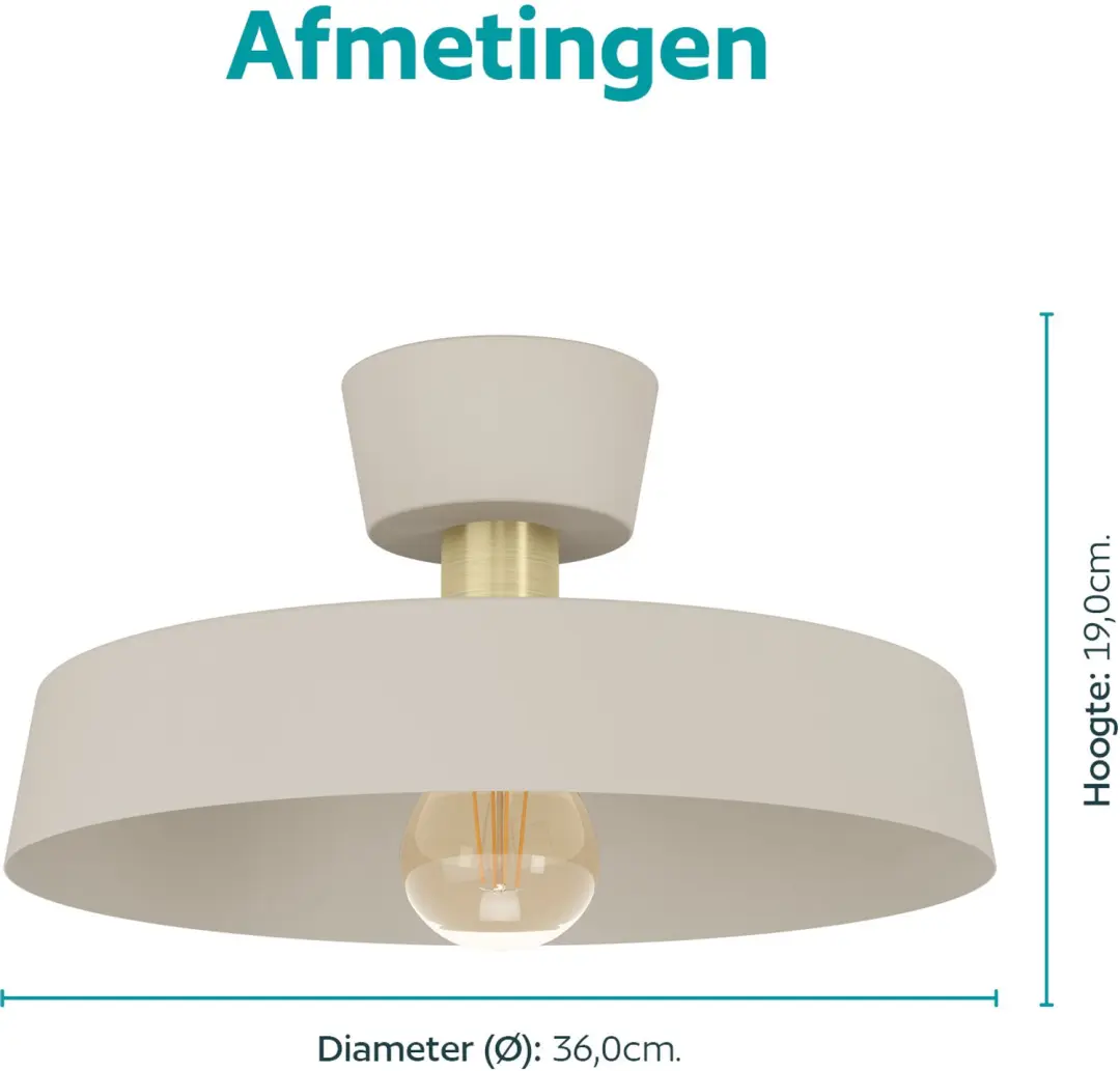 Eglo Valdiola Plafondlamp - E27 - Ø36cm - Zandkleur - afbeelding 6 van 6