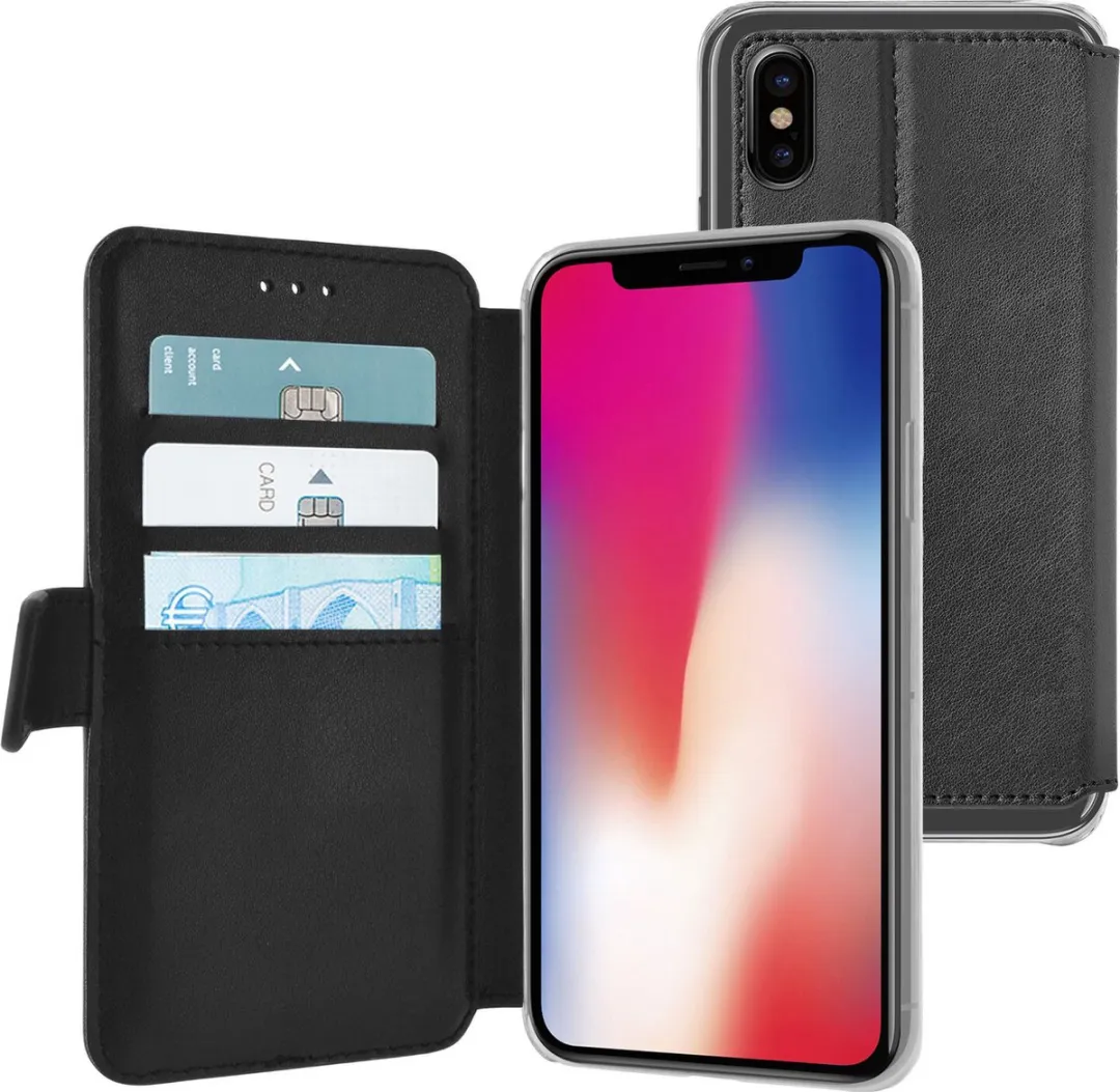 Azuri Walletcase iPhone X/Xs - 3 Pasjes - Zwart