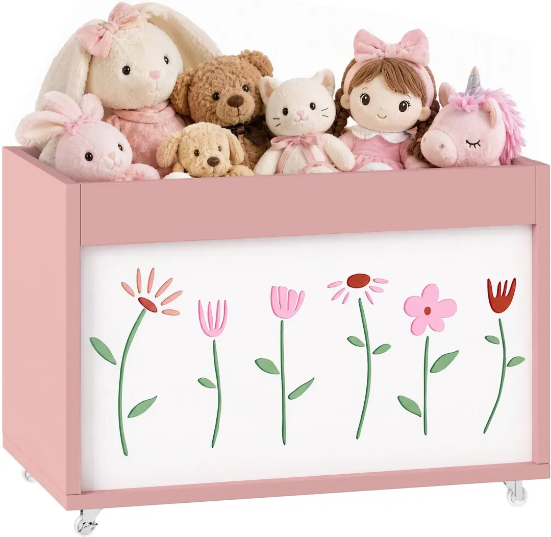 AIYAPLAY Kids Storage Chest-Spanplatte, Melamin-50 x 30 x 33,5 cm-Rosa