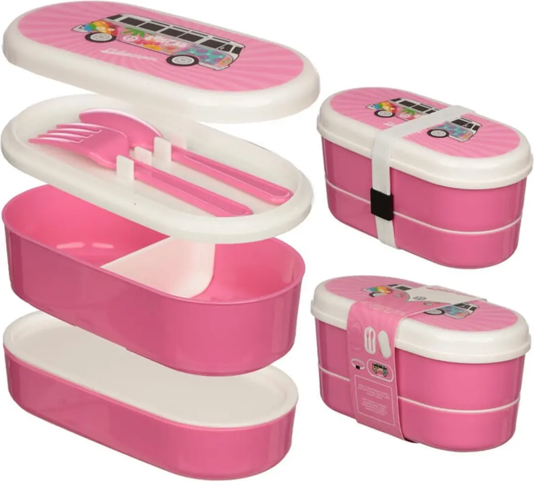 Volkswagen T1 Summer Love Bento Lunchbox - 700ml - Roze - afbeelding 2 van 5