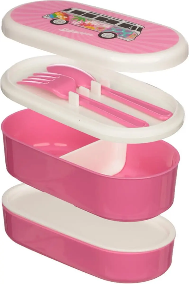 Volkswagen T1 Summer Love Bento Lunchbox - 700ml - Roze - afbeelding 3 van 5