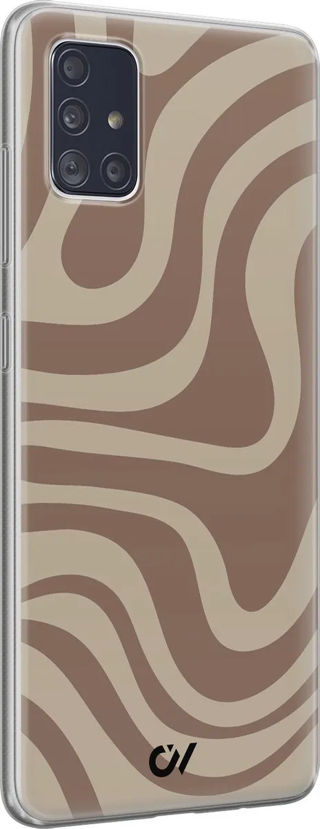 Casevibes Samsung Galaxy A51 Hoesje - Bruin Abstract Waves