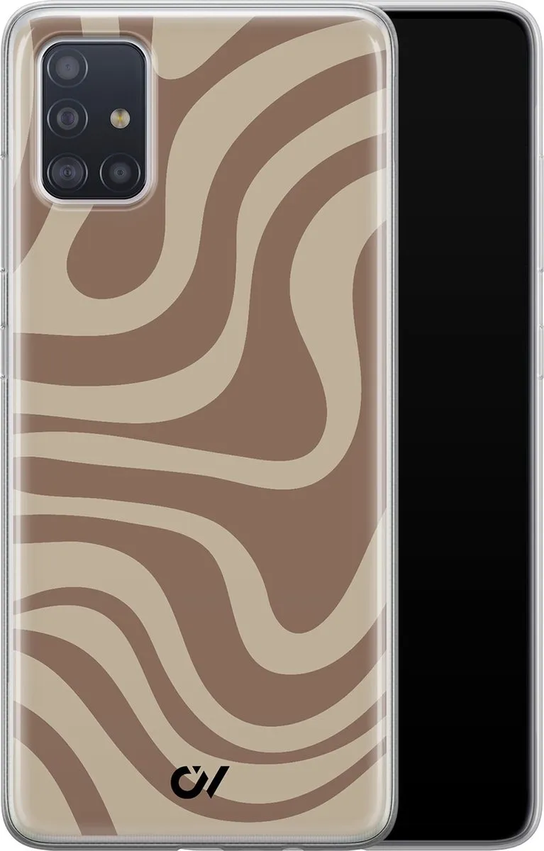 Casevibes Samsung Galaxy A51 Hoesje - Bruin Abstract Waves