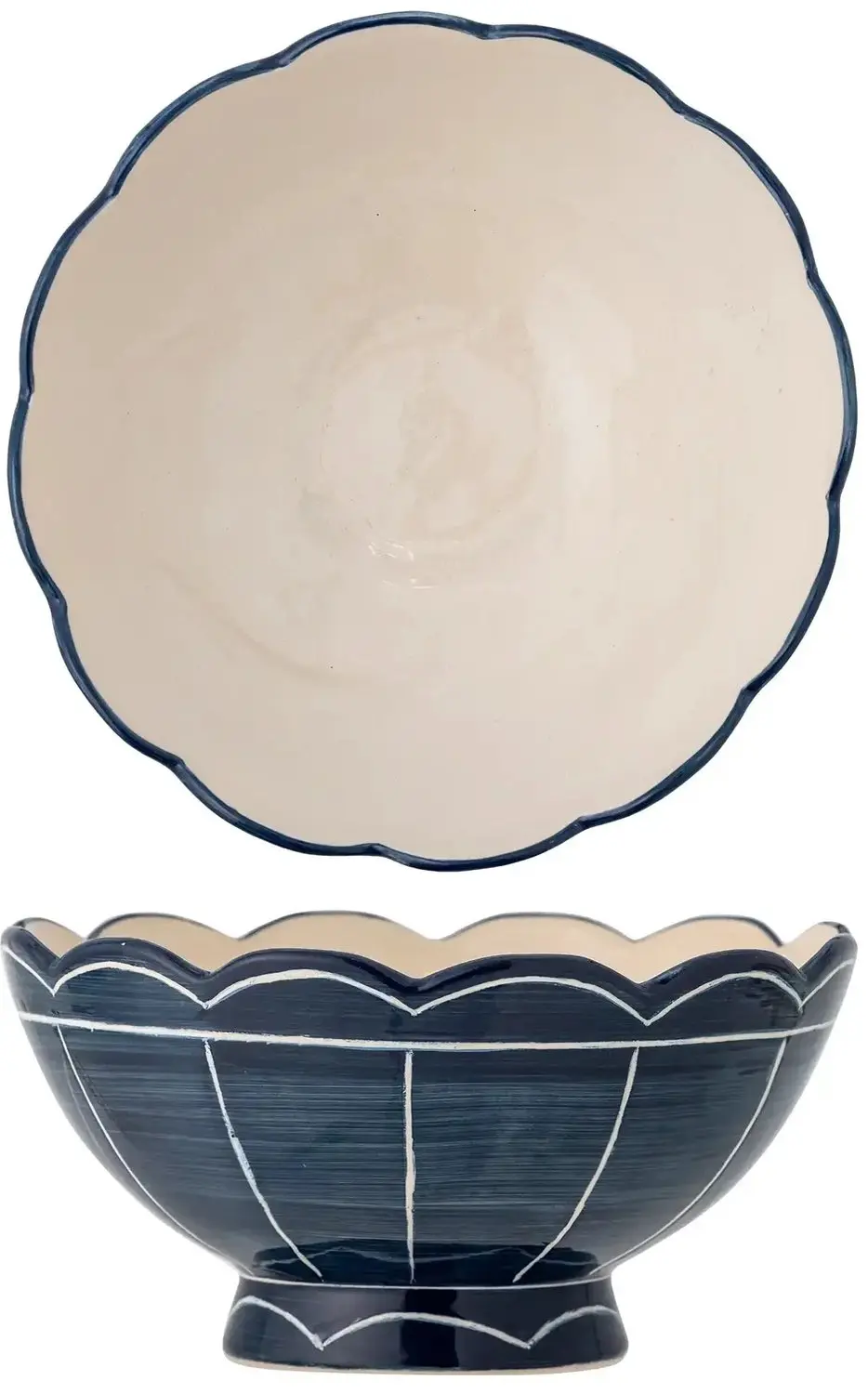Bloomingville Caliam Serveerschaal Ø25cm - 2150ml - Blauw - afbeelding 3 van 3