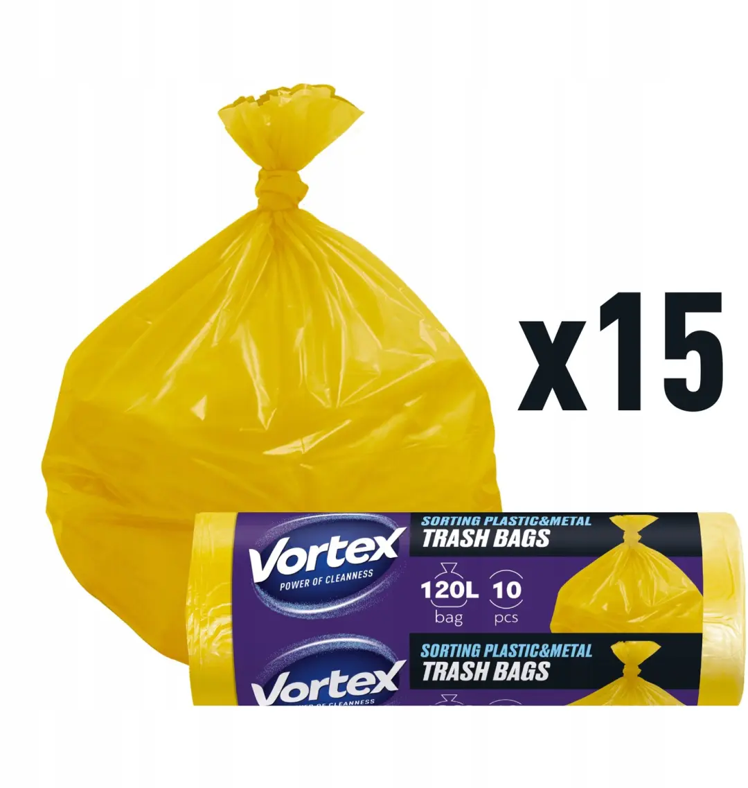 Vortex Afvalzakken Geel 120L 150 stuks