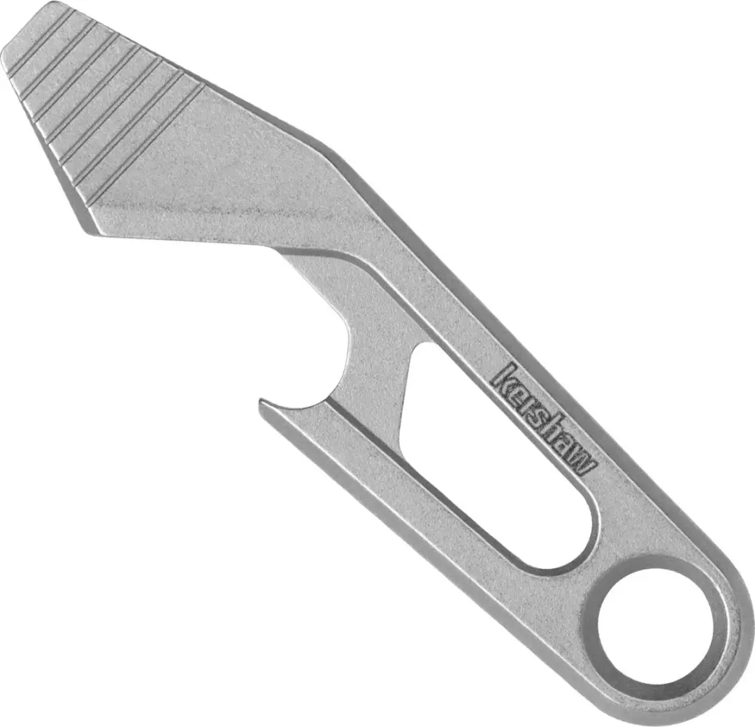 Grijze Multitool Sleutelhanger met Flesopener, Koevoet en Platte Schroevendraaie