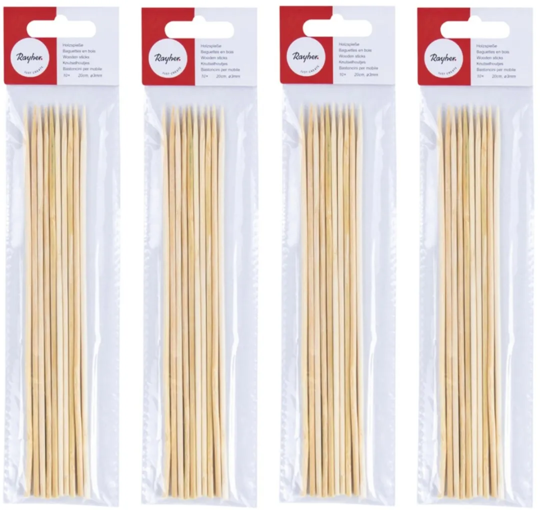 Rayher Hobby Natuurlijk Knutselhoutjes 40 Stuks - 20cm x 3mm