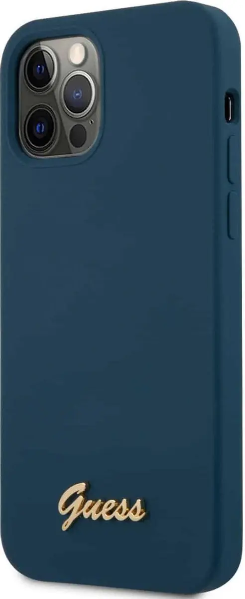 Guess Silicone Metal Script Hoesje iPhone 12 Pro Max - Blauw - afbeelding 4 van 6