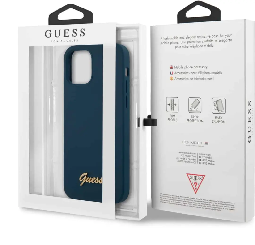Guess Silicone Metal Script Hoesje iPhone 12 Pro Max - Blauw - afbeelding 2 van 6
