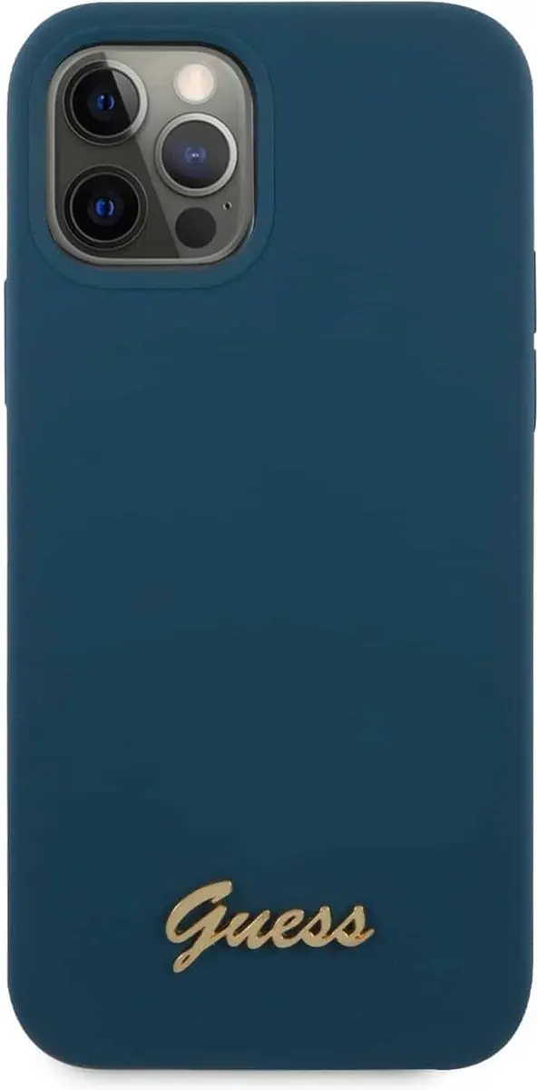 Guess Silicone Metal Script Hoesje iPhone 12 Pro Max - Blauw - afbeelding 5 van 6