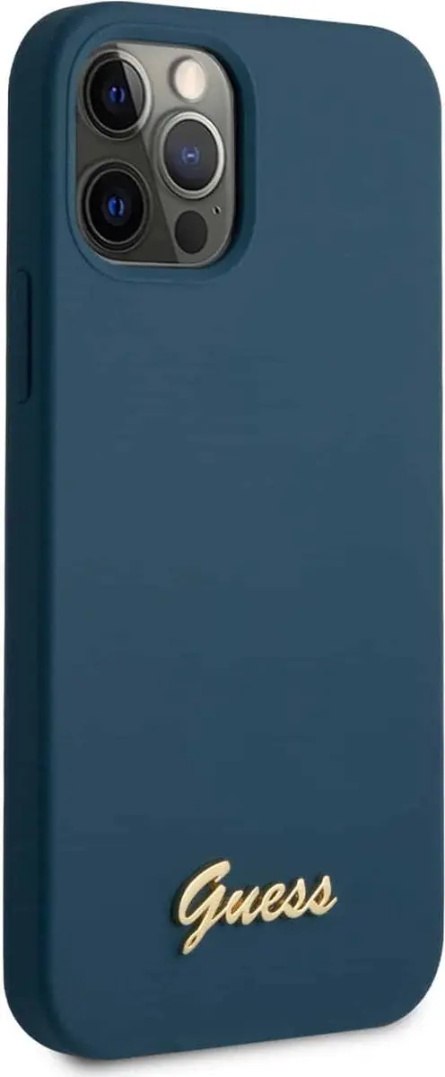Guess Silicone Metal Script Hoesje iPhone 12 Pro Max - Blauw - afbeelding 6 van 6