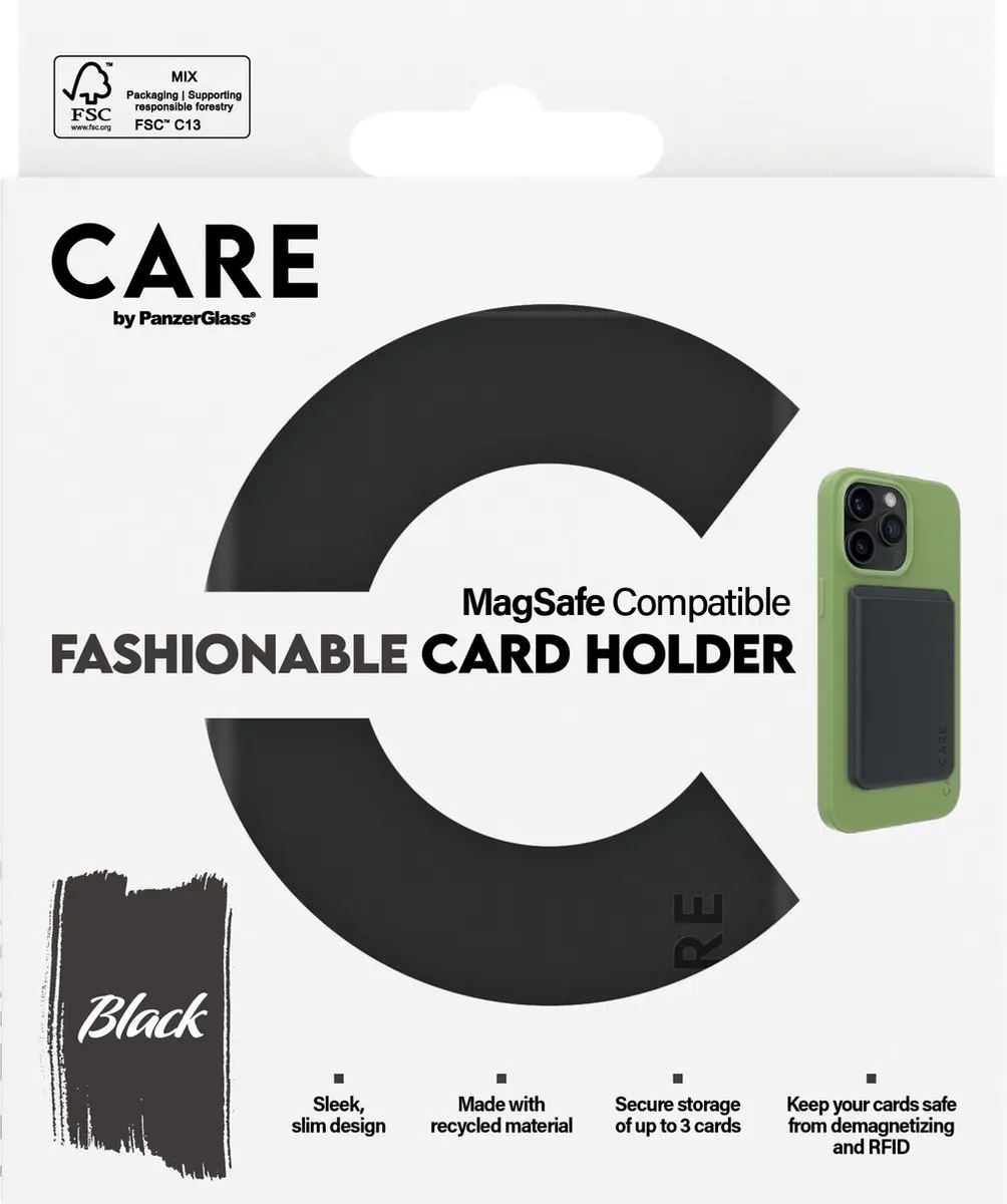 CARE by PanzerGlass Fashionable Card Holder - Zwart - afbeelding 2 van 4