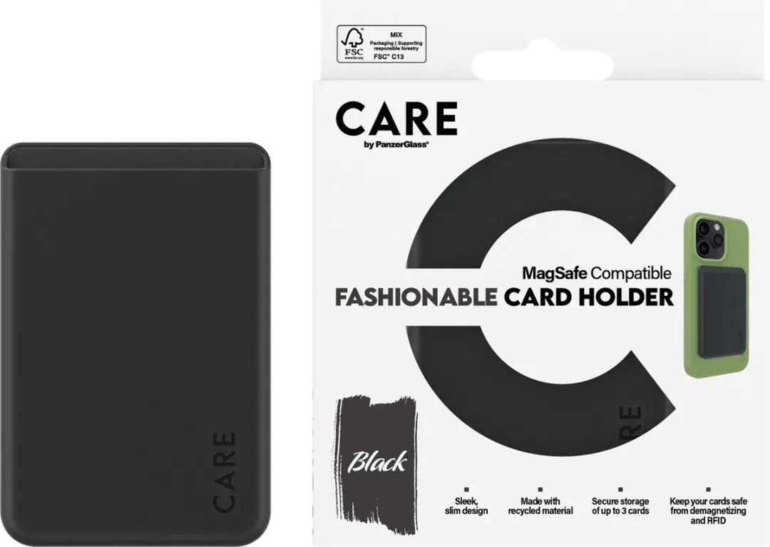 CARE by PanzerGlass Fashionable Card Holder - Zwart - afbeelding 3 van 4