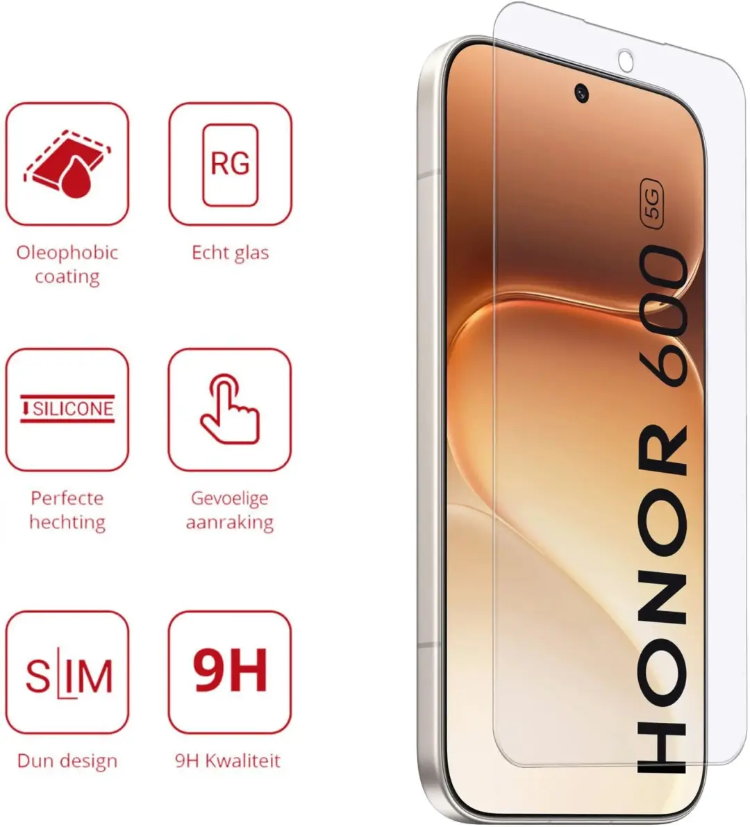 Rosso Screen Protector Geschikt voor Honor 600 | 9H Tempered Glass | Glasplaatje | Beschermlaag | Beschermglas | 9H Hardheid - afbeelding 2 van 5