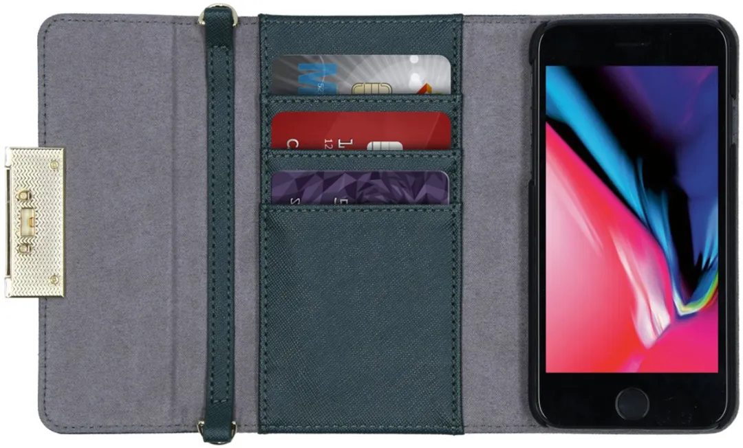 iDeal of Sweden Kensington Clutch iPhone Hoesje - Groen - 3 Pasjes - afbeelding 5 van 6
