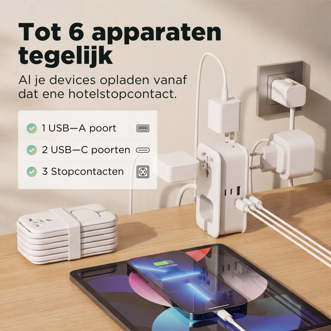 Remodius OL-C01-PQ30 Reisstekkerdoos 30W - Wit - afbeelding 2 van 6